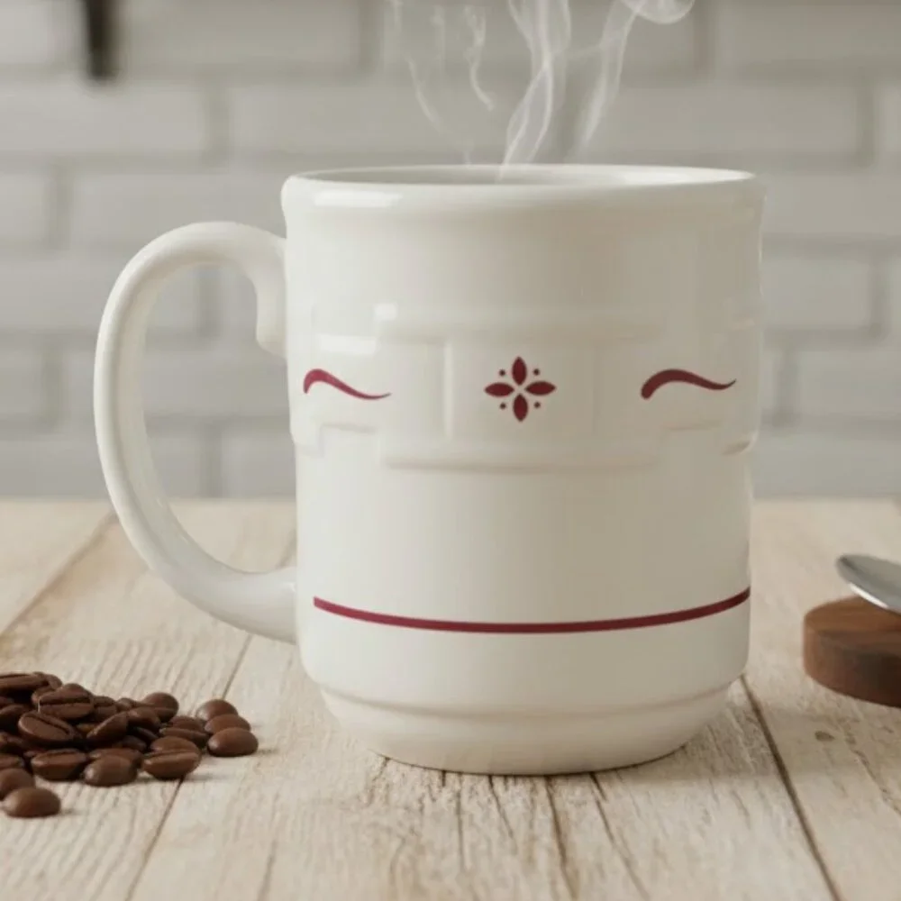 Longaberger Pottery‎ Coffee Mug Woven Traditions Heritage Red Ceramic Cup 12 oz